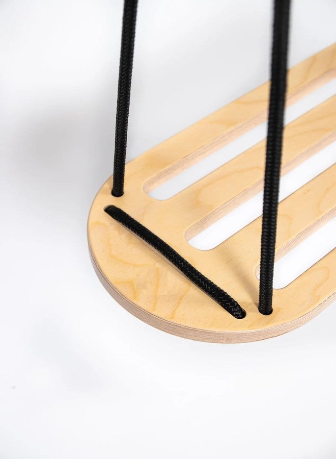 Keebori Wooden Swing with White Rope, Natural Oak Finish, Indoor Outdoor Tree Swing Seat by KEEBORI (3 LINE Swing) - Image 3